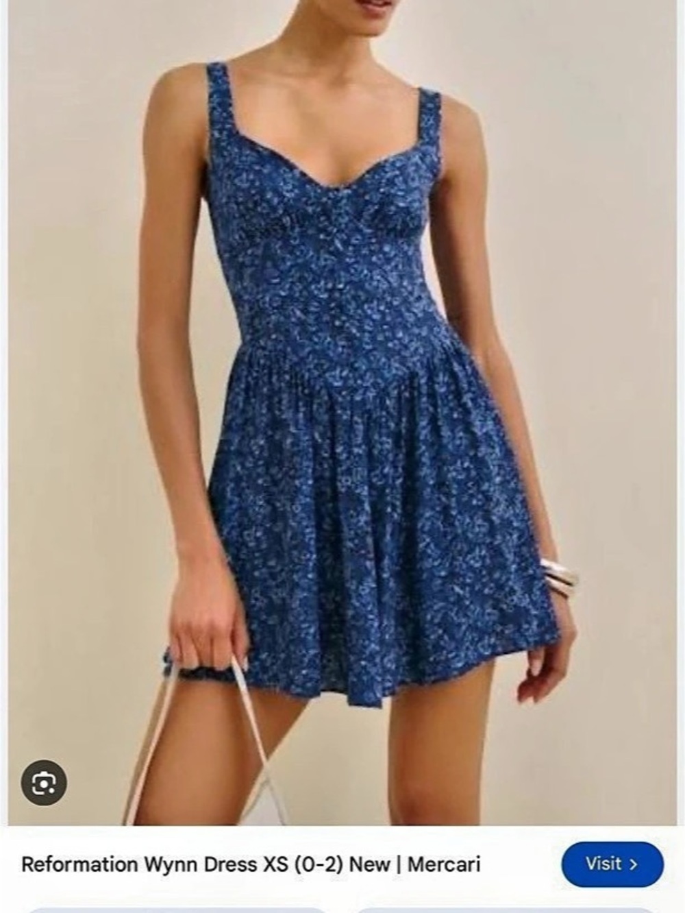 Reformation Wynn Dress Floral Mini Dress in Blue Size 2